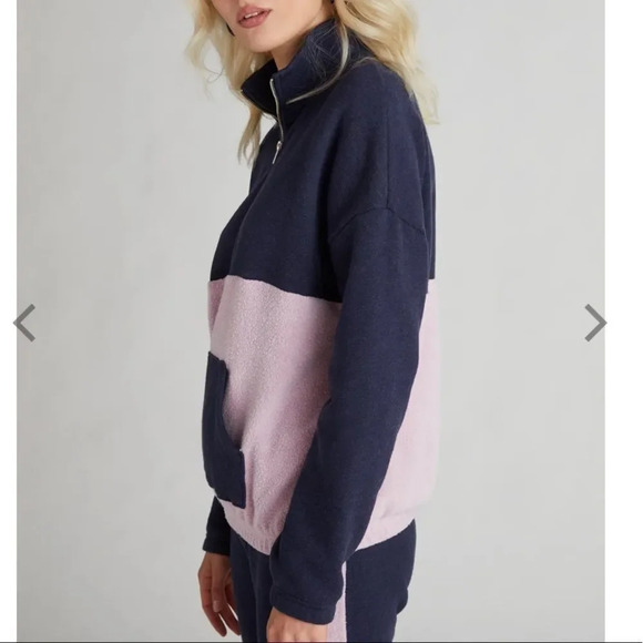 NWT Wildfox Lea Color Block Half Zip Sweatshirt - Picture 3 of 6